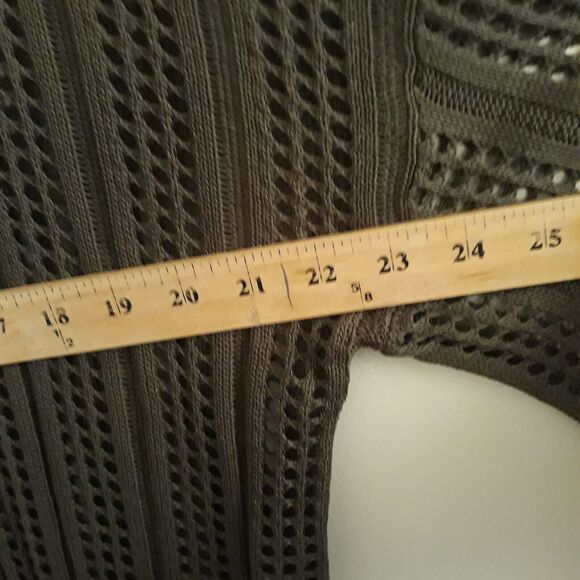 Pink Queen Crocket Cardigan Sweater Womens Large Green Long Sleeve V Neck Loose - Picture 9 of 12